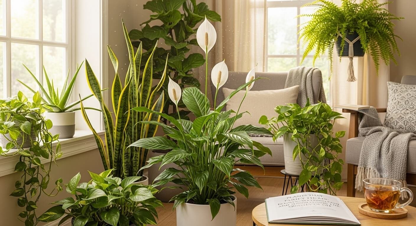 crie uma imagem que represente Plantas que Purificam o Ar